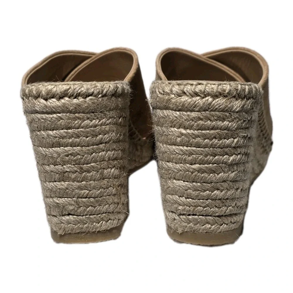 Vince Espadrille Wedge Sandal Size 6 M Suede Leather Tan